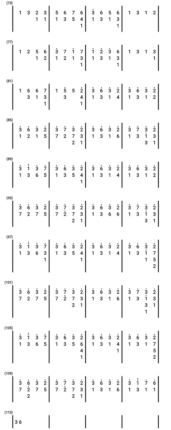 光遇潮鸣数字简谱是什么